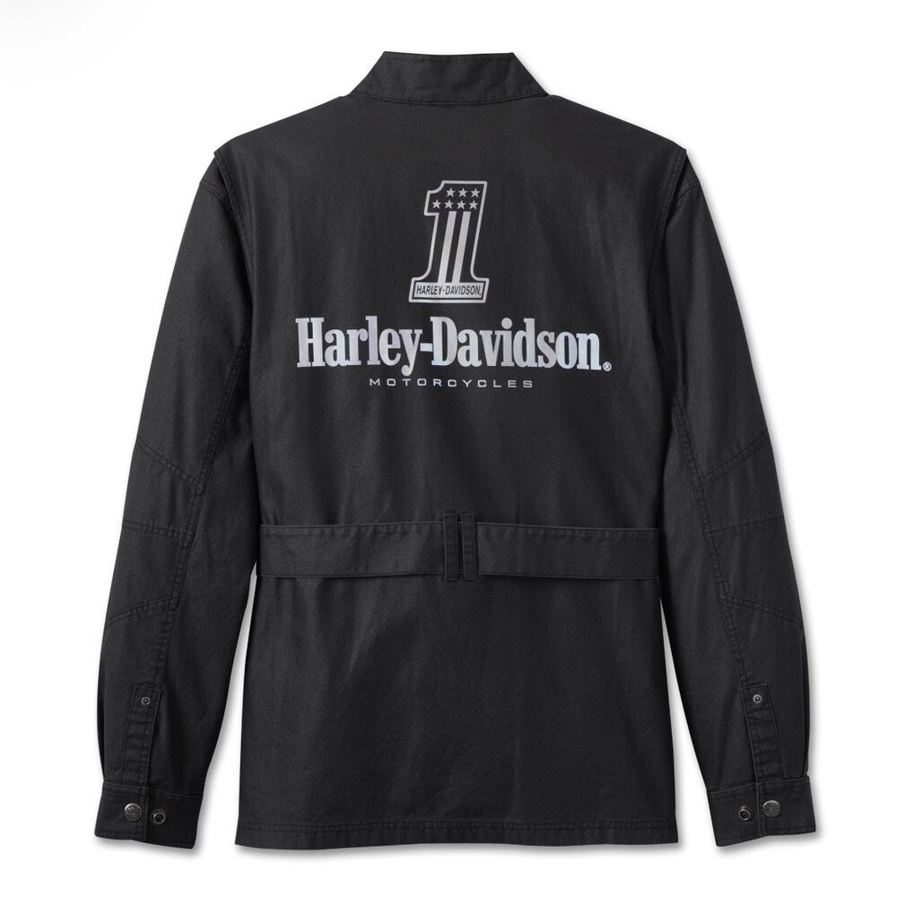 Harley-Davidson #1 Riding Jacket Mens XL Black Cotton Belted Motorcycle - Picture 2 of 12